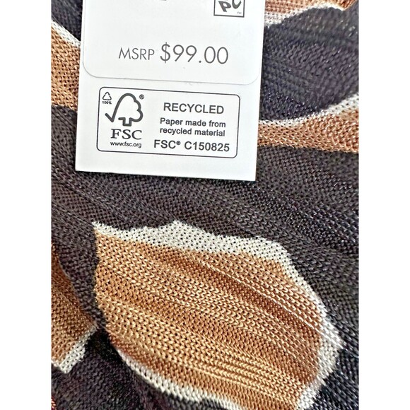 DKNY Women's Pull-On Printed Pleated Midi Skirt Black Brown L - Picture 10 of 10